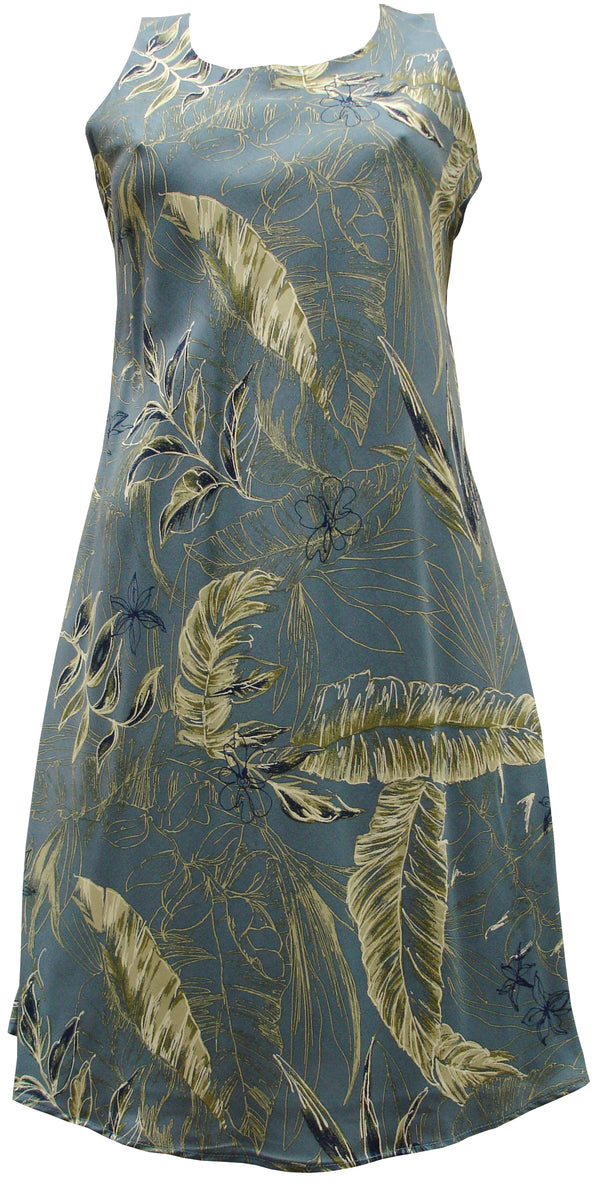 Heliconia Sketch Women's Short Tank Flared Hawaiian Dress